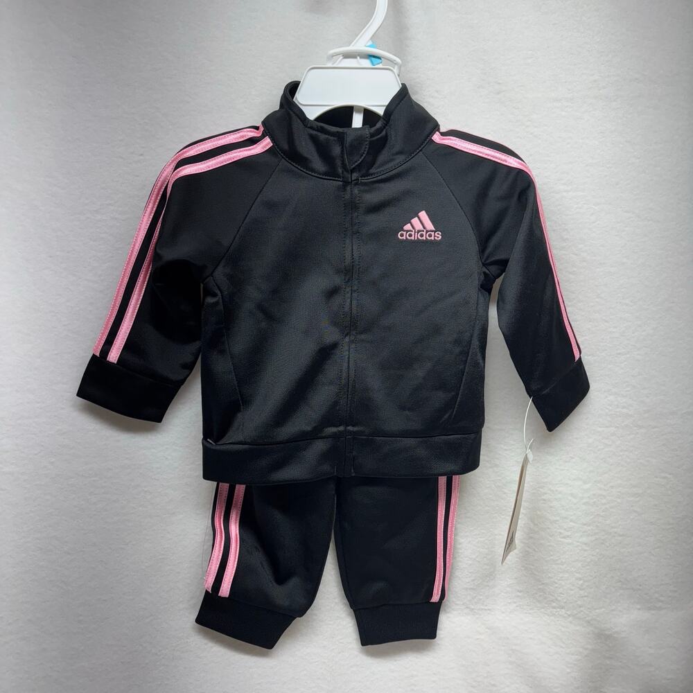 Adidas Baby Track Suit - 6 Months - Black and Pink‎
